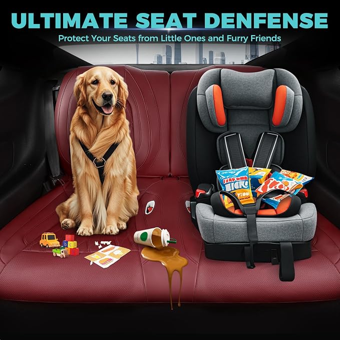 Custom for Ford Mustang Coupe Seat Covers 2015-2025 - Custom-Fit Full Set Faux Leather Car Seat Covers for Mustang Coupe Fastback GT/V6/EcoBoost 2015 2016 2017 2018 2019 2020 2021 2022 2023 2024 2025