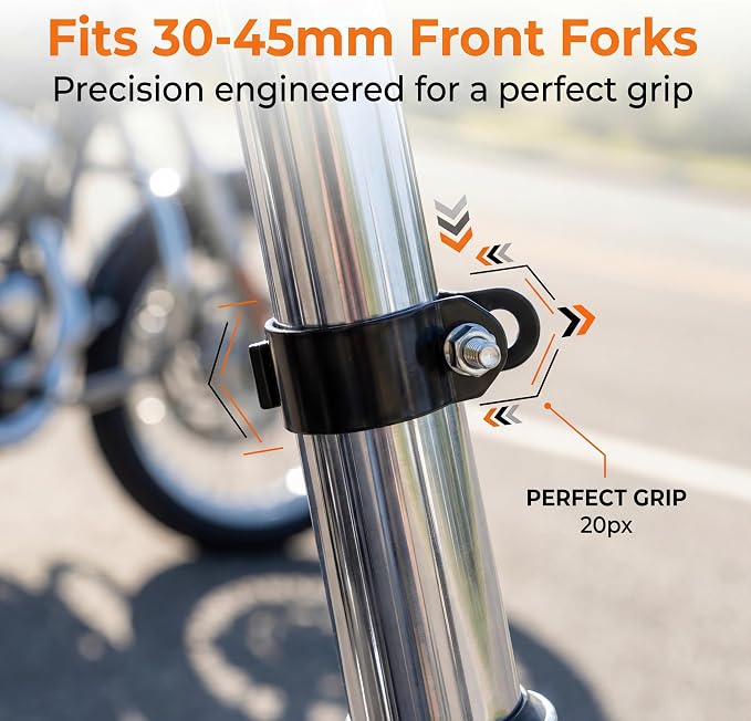 ANKIA 1 Pair Universal Metal Motorcycle Turn Signal Indicator Light Bulb Lamp Mounting Brackets Clamp Holder Support for 30-45mm Front Fork Accessories (Turn Signal Brackets-Black)