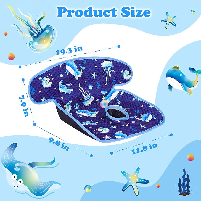 Babenest Car Seat Potty Protector Cover -Waterproof Carseat Training Liner for Baby &Toddler Shower Gift, Dry Piddle Pee Pad with Fun Designs for Strollers & Infant Car Seats (1pc Whale-Blue)