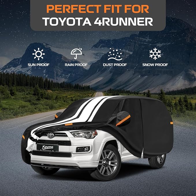 Kayme Toyota 4Runner Car Cover Waterproof All Weather for Automobiles, Custom Fit for 4Runner (1996-2026), Gift with Tape/Towel, Outdoor Full Exterior Cover Rain Snow Sun UV Protection.