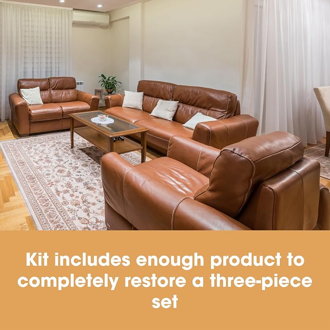 Furniture Clinic Leather Complete Restoration Kit | with Leather Recoloring Balm, Cleaner, 2-in-1 Protection Cream & Conditioner, Sponge, and Cloth | Repair Kit for Furniture (Light Grey)