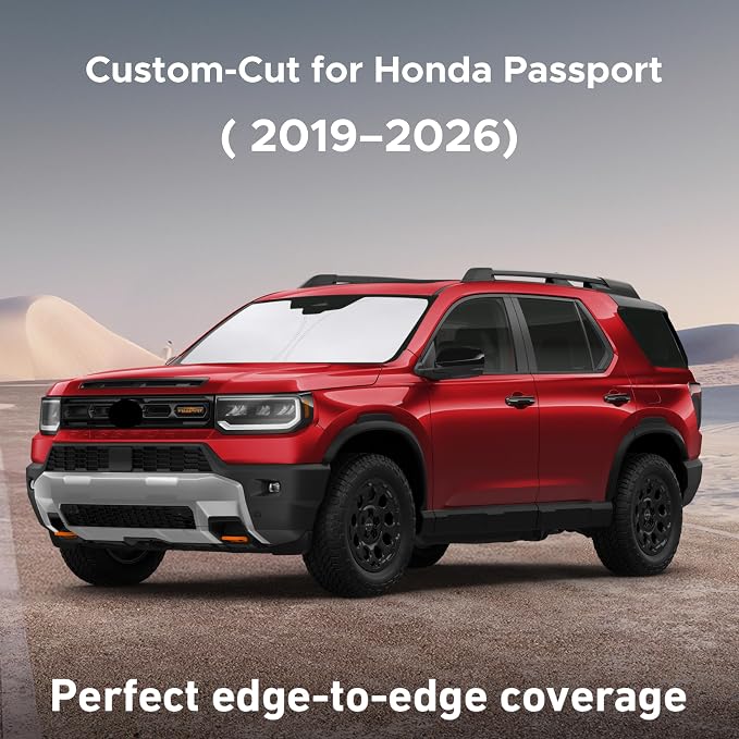 EcoNour Windshield Sunshade Compatible for Honda Passport 2019-2024 2025 2026, Sun Visor for Front Windshield & Window Sun Shade Cover, UV Heat Blocker & Protector, Car Accessories