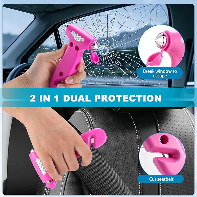 VZZNN 5-Pack Car Safety Hammer, 2-in-1 Window Breaker Seatbelt Cutter | Emergency Escape Tool, Carbon Steel Tip, Stainless Steel Blade, Ergonomic Design, Multicolor