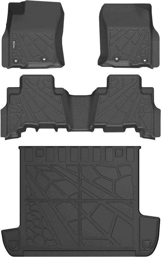 KARPAL Floor Mats for Toyota 4Runner 2013-2024 (NOT for 2025) (Only Fit 5-Seat W/o Sliding Cargo Tray), Custom Fit All Weather TPE Floor Liners, 1st & 2nd Row & Cargo Liner, 4Runner Accessories