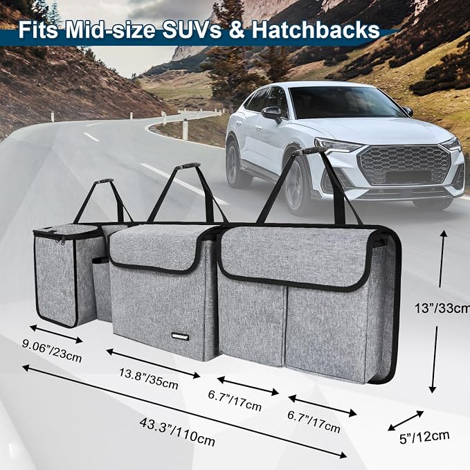 Deluxe Trunk and Backseat Organizer for Medium or Large Size SUVs & RVs, Detachable Storage Modules with Built-in Cooler, Patent Pending