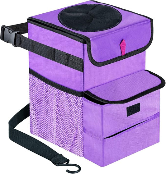 Car Trash Can Foldable Garbage Bin Leakproof 3 Gallons Purple