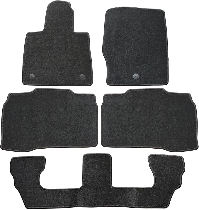 GXARTS Custom Fit Car Floor Mats Fit for Ford Explorer 2020 2021 2022 2023 2024 2025 | Waterproof Velour Carpet Floor Liners Full Set, All-Weather Protection with Anti-Skid Retaining Buckle, Black