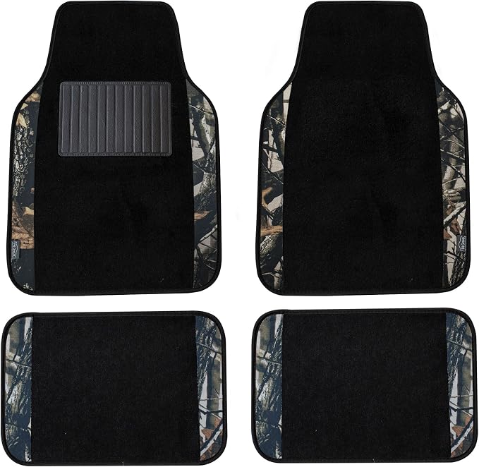 FH Group Automotive Floor Mats – Universal Fit Premium Carpet Car Mats with Driver Heel Pad, Full Set for Cars, SUVs & Trucks - Camo