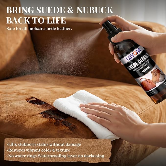 Leather Suede Cleaner, Leather Cleaner and Restore for Suede Shoes, Boots, Jackets, Bags, Purses & Furniture-4oz