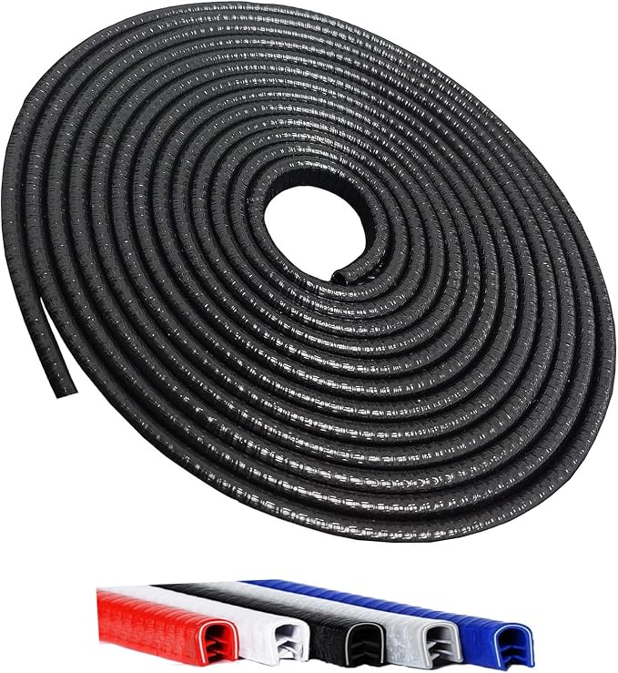 Winfort 16.5FT(5M) Universal Car Door Edge Protector Guards, No-Glue Required Rubber Seal U Shape Automotive Door Entry Guard, Suitable for Most Cars, SUVs and Trucks (Black)