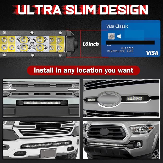 6 Inch LED Light Bar, 7000LM Spot Flood Combo LED Off Road Driving Fog Light bar for ATV UTV Electric Dirt Bike E-Bike Minibike Motorcycle Truck