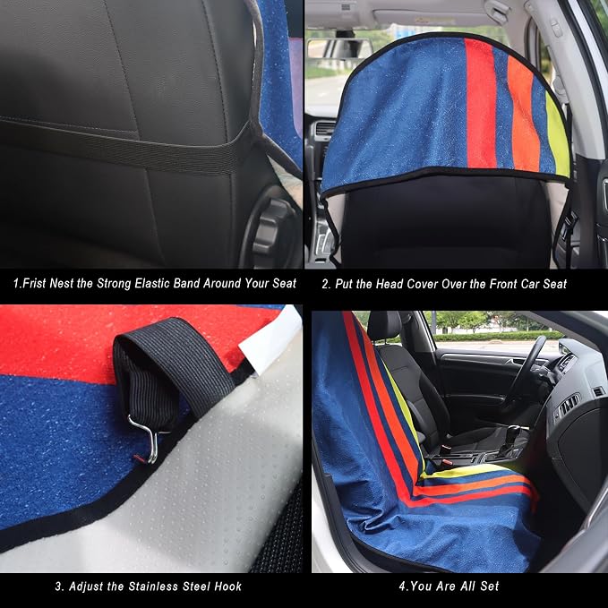 Car Seat Cover Protector Front Seats,for Gym Workout,Running,Swimming,Beach and Hiking,Waterproof Sweat Towel Bucket Seat Covers for Cars SUV Trucks (Racing Stripes, 1Pcs)