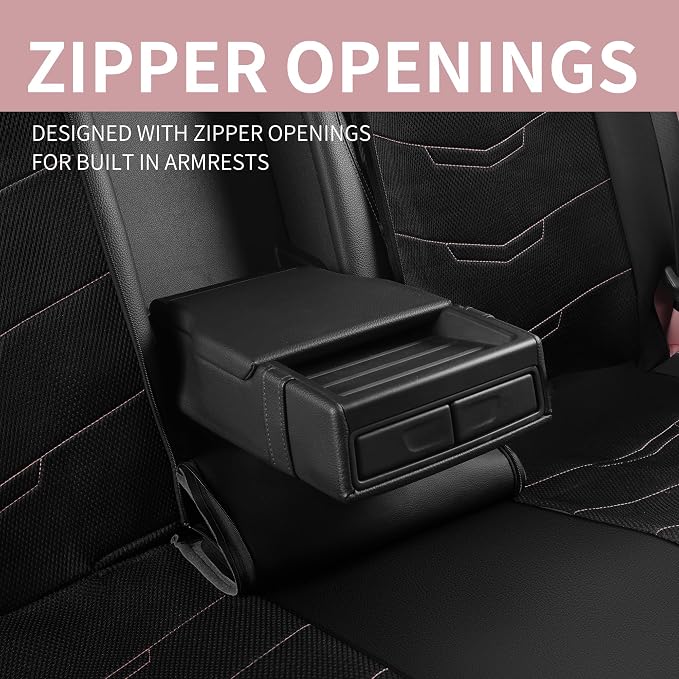 HChengkikz Car Seat Cover, Breathable and Sporty (Black + Pink) | Leather, Universal Fit for Most SUVs, Cars, Sedans, Trucks, Airbag Compatible, Easy to Install