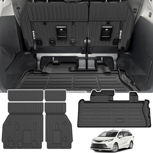 Sienna Cargo Liner - Trunk Mat for Toyota Sienna 2021-2026, All Weather Cargo Mat for Sienna Accessories, Heavy Duty Car Mats, Car Accessories