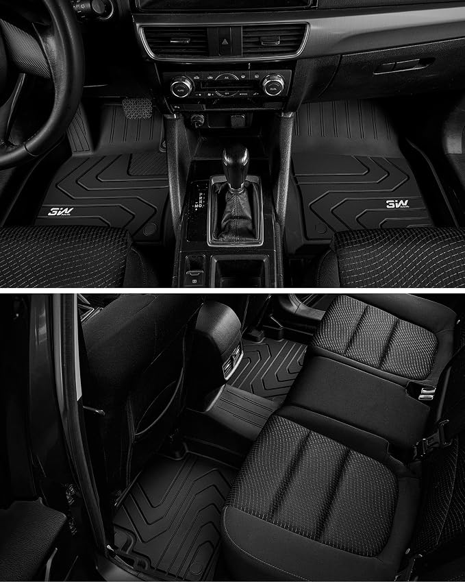 3W Floor Mats Fit Hyundai Kona 2024-2026 (Gas Models Only),TPE All Weather Custom Fit Car Floor Liners 1st & 2nd Car Accessories, Black (Not for EV/Hybrid)