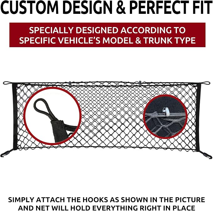 Envelope Style Trunk Mesh Cargo Net for Toyota RAV4 2013-2025, Automotive Exterior Accessories - Premium Car Storage Organizers, Cargo Bed Net for Pickup Truck, Smart Vehicle Storage Organizer