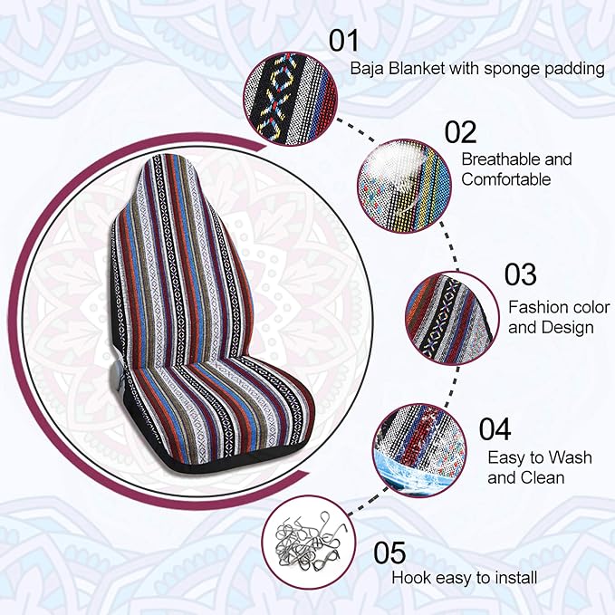 uxcell Universal Baja Seat Cover Durable Saddle Bucket Seat Cover for Car SUV White