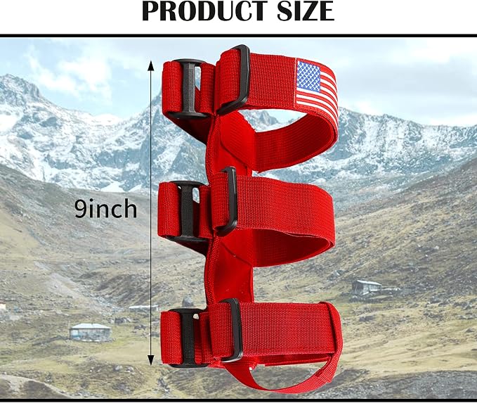 Voodonala Adjustable Roll Bar Fire Extinguisher Mount Holder 3 lb for Jeep Wrangler Unlimited CJ YJ LJ TJ JK JKU JL JLU 4XE,Red with USA Flag Pattern