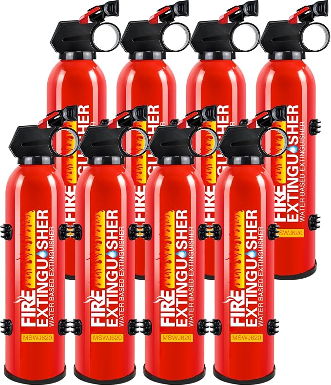 Fire Extinguishers with Mount Bracket - 8 Pack Small Portable Fire Extinguisher for Home, Kitchen, Car, Boat, RV, Vehicle - 620ml Water-Based Fire Extinguisher for Class A, B, C, K Fire