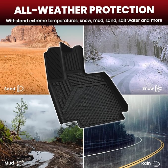 LASFIT Premium Extra Thick Floor Mats & Bed Mat for Tesla Cybertruck 2023-2026 Custom Fit TPE All Weather 1st & 2nd Row Car Accessories Full Set Front Rear Cargo Trunk Liners, 6PCS Black