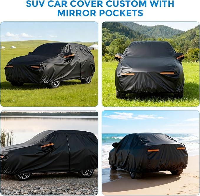 Winter Car Cover for Ford Explorer 1991-2025, Heavy Duty SUV Full Car Cover | Waterproof All Weather Outdoor for Hail Snow Ice Rain Sun UV Dust Protector, with Driver Side Zipper & Reflective Strips
