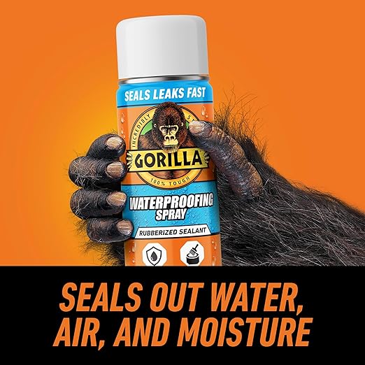 Gorilla Waterproofing Spray White, Flexible Rubberized Sealant Coating, Paintable UV Resistant, Seals Water Air Moisture, 16 oz (Pack of 1), for Roofs Gutters Skylights RVs Windows & More