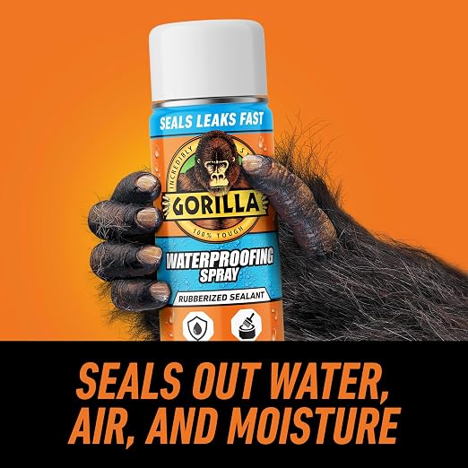 Gorilla Waterproofing Spray White, Flexible Rubberized Sealant Coating, Paintable UV Resistant, Seals Water Air Moisture, 16 oz (Pack of 6), for Roofs Gutters Skylights RVs Windows & More
