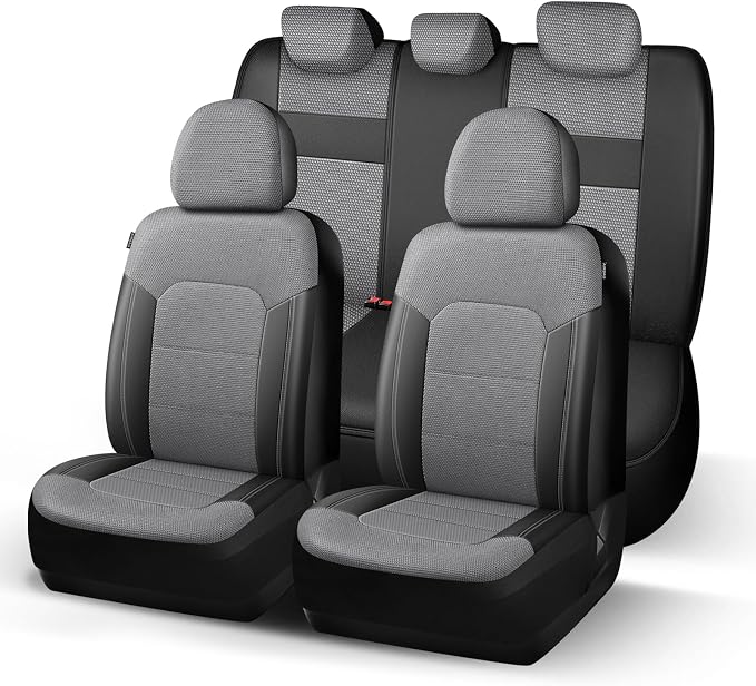 HChengkikz Car Seat Covers, Air Mesh, Breathable (Black + Gray) | Airbag Compatible, Automotive Comfort Protection, Universal Fit for Most Cars,Trucks,SUVs