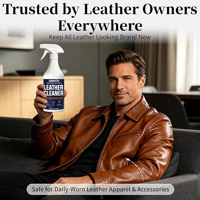 Leather Cleaner and Conditioner Kit – 2×16oz Leather Cleaner for Car Seats | Removes Dirt, Oils & Stains - pH-Balanced, Non-Greasy - Restores & Protects Sofas, Bags & More - With Microfiber Towel