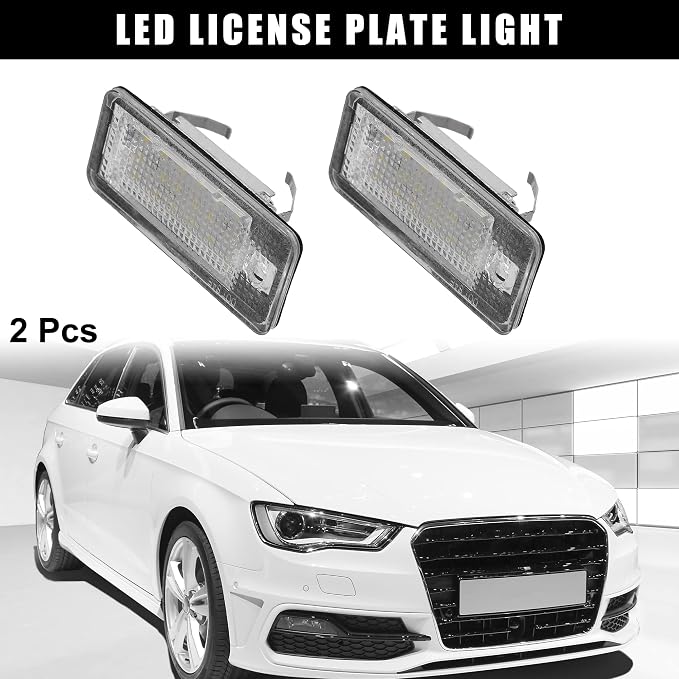 X AUTOHAUX 2 pcs LED License Plate Light Car Number Lamp Replacement White Light for Audi A3 S3 A4 S4 A5 S5 A6 S6 A8 S8 Q7