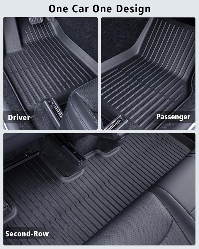 Floor Mats & Cargo Liner Custom Fit for Tesla New Model Y Juniper 2025 2026 5-Seat All Weather TPE 6 Piece Set with Front Trunk and Rear Cargo Mat, Black (ONLY for Tesla Model Y Juniper)