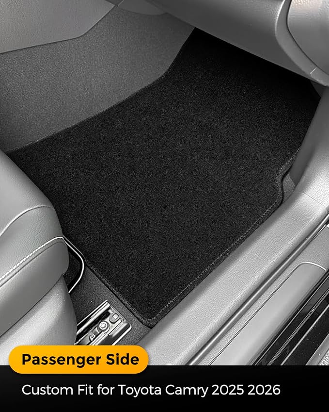 Carpet Floor Mats for Toyota Camry 9th 2025 2026 LE/SE/XLE/XSE, All Weather Full Black Rugs with Non-Slip Nibs Custom Fit for Front & 2nd Rear Row, Noise-Reducing Waterproof Odorless Car Accessories