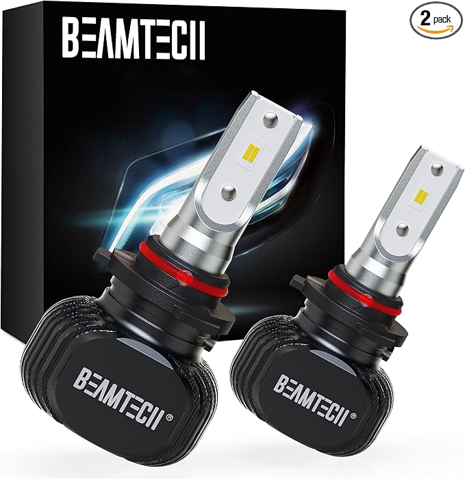 BEAMTECH 9005/HB3 Bulbs, S1 Series Fanless Fog Light 300% Brighter, 2 Bulbs