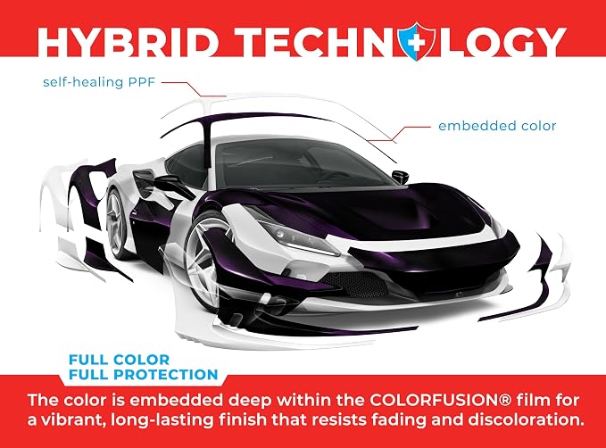 ColorFusion PPF by VViViD, Gloss Cosmic Purple Dry Apply PPF Vinyl Car Wrap Roll 1.3ft x 5ft
