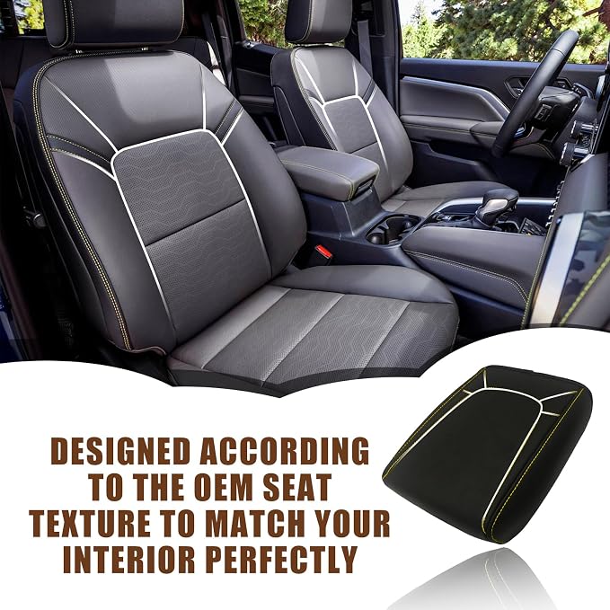 Muslogy Center Console Armrest Cover Fit for Colorado/GMC Canyon 2023 2024 2025 2026 Accessories, Comfort Armrest Pad Console Lid Cushion Vegan Leather Regular Thick (Yellow Trim)