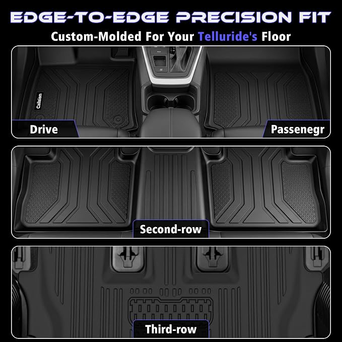Floor Mats for 2020-2025 Kia Telluride 7/8 Seats (Not for 2027) | All Weather TPE Custom Fit Floor Liner, Cargo Liner, Backrest Mats & Door Sills for Kia Telluride 7/8 Seats Accessories