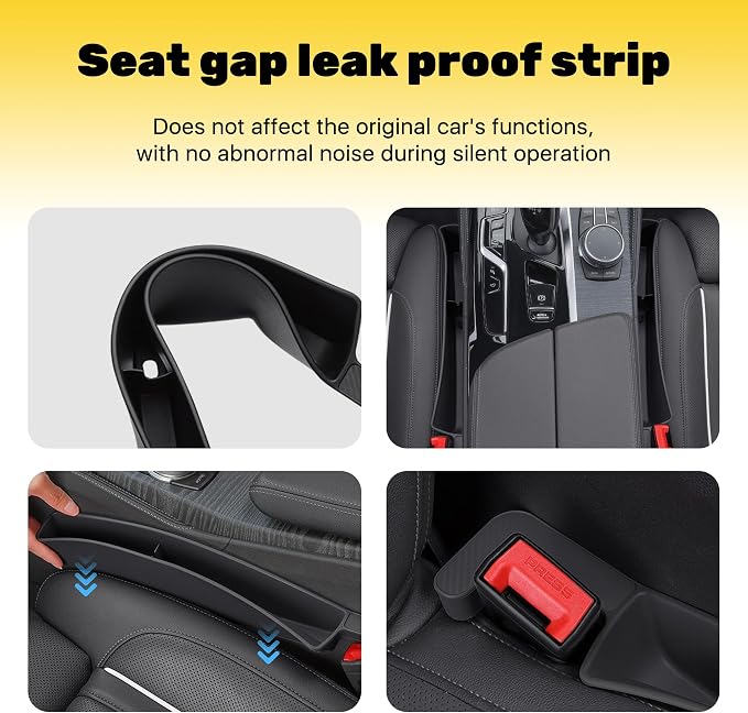 2PCS New Car Seat Gap Stopper with 2 Storage Areas，Car Seat Gap Storage Organizer for Phone Keys Wallet，Universal Car Seat Gap Filler Interior Accessories (Brown)