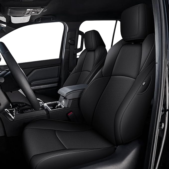 AOMSAZTO Seat Covers for Toyota 4Runner 2025 2026 (5 Seats Model Only) | Custom Fit Full Set Faux Leather Waterproof Airbag Compatible Car Seats Cover for 4Runner Accessories Black