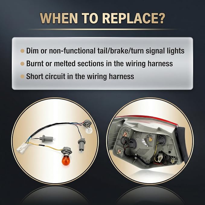 92450-3Q000 Tail Lamp Holder and Wiring with 8 Halogen Bulbs, 1 Pack | Compatible with Hyundai Sonata 2011 2012 2013 2014, Exterior, Rear