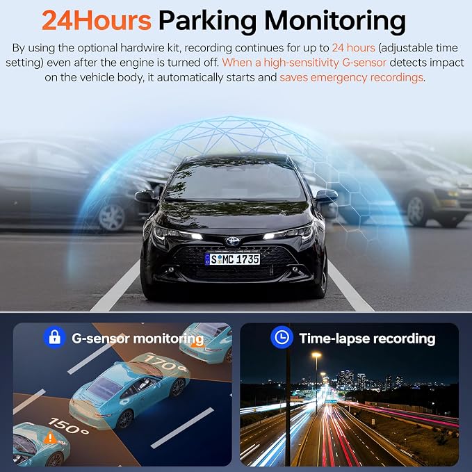 4K+2K Dash Cam Front and Rear, 5G WiFi GPS, 32GB Card, 3.39" Screen | True 4K丨Dual Cameras丨Instant Sharing丨GPS Tracking丨Quick Installation丨Critical Moments丨24/7 Protection
