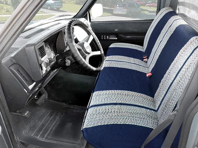 Leader Accessories Saddle Blanket Full Size Truck Bench Seat Cover, Blue | Solid Bench Seat Cover for Pickup SUVs, Heavy-Duty Woven Fabric Protect Dirt, Stains, Universal Fits Ford, Chevrolet, Dodge