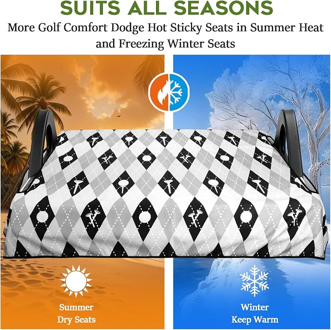 Golf Cart Seat Covers Club Car Golf Cart Accessories for Men Women Golf Carts Seat Towel Blanket 2-Seat Golf Cart Decorations