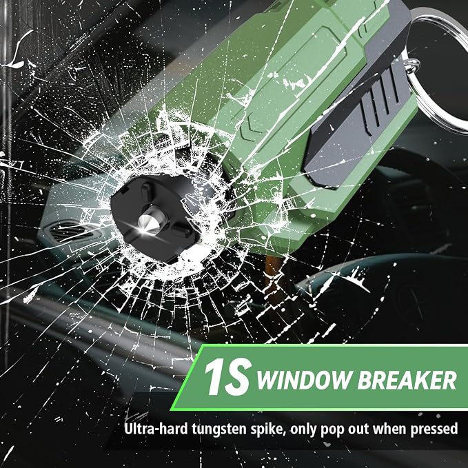 SINSEN Window Breaker Seatbelt Cutter, Life Hammer Car Escape Tool, Portable Escape Kit, 2 Pack(Green & Blue)
