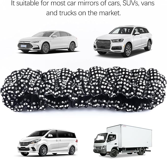 Bling Rear View Mirror Cover with Crystal Rhinestones,Fluffy Car Mirror Cover Car Decor for Women,Universal Rear View Mirror Accessories for Most Cars,SUVs,Trucks (White Diamond)