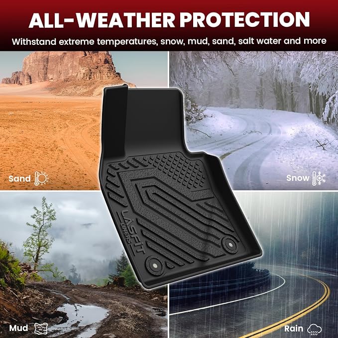 LASFIT Floor Mats & Trunk Mat & Backrest Mat for Mazda CX30 2020-2026 All Weather TPE Custom Fit 2026 2025 2024 2023 2022 2021 2020 1st & 2nd Row Floor Liners Car Mats Accessories, Black