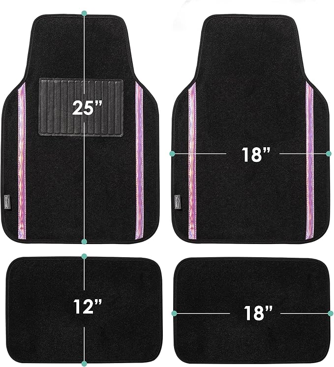 FH Group Universal Fit Car Floor Mats – All-Purpose Carpet Floor Mats & Protectors for Cars, SUVs & Trucks, Durable Automotive Carpet Mats, Pink & Black