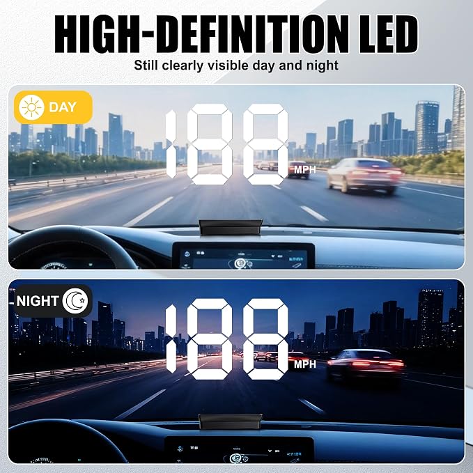 SINGARO Heads up Display for Cars, USB Plug Digital GPS HUD Speedometer with HD Large Font, Universal Mile HUD Head up Speed Displays, Car Interior Accessories for Women and Man(White)