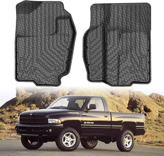 Mixsuper Floor mat for Dodge Ram 1500 1994-2001/Ram 2500 3500 1994-2002,All Weather TPE Rubber Floor Liners Protection for Ram 1500/2500 Accessories,1st Row Anti-Slip Car Mats, Black