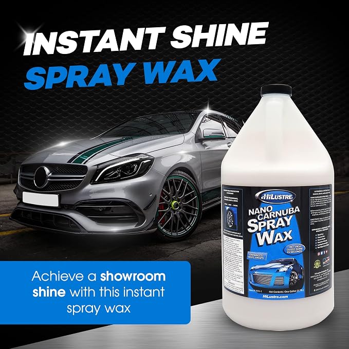 Nano Carnauba Spray Wax, Instant Shine Car Wax to Seal & Maintain Paint UV-Blocking, Hydrophobic Car Detailer Wax, Streak-Free and Safe for All Surfaces, Piña Colada Scent, 1 Gallon