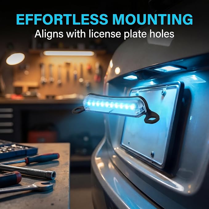 ANKIA Universal 12 LED License Plate Light Running Lamp Reverse Lights Tail Light Assembly for Car Trailer UTV ATV Truck RV Boat (Ice Blue Light)